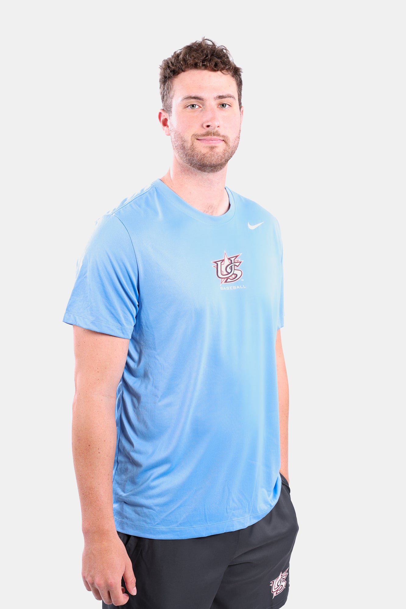 Male model wearing Light Blue Legend Tee