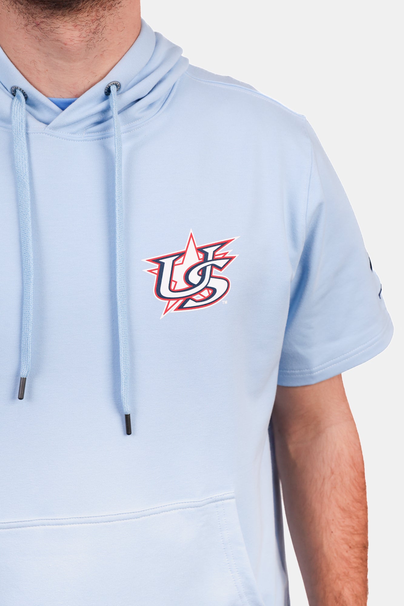 USA x Baseballism Powder Blue Short Sleeve Hoodie