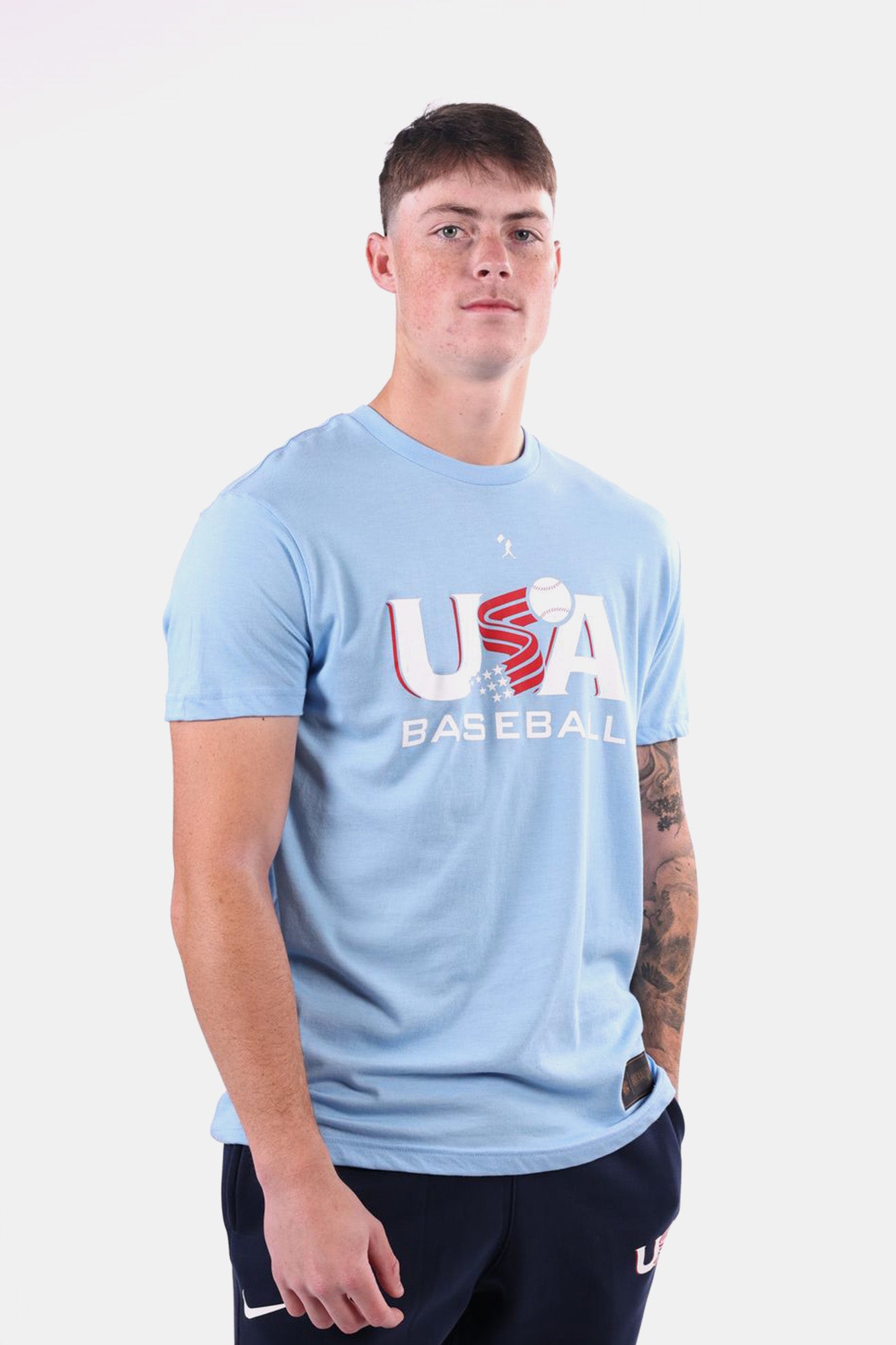 USA x Baseballism Light Blue Traditional Tee