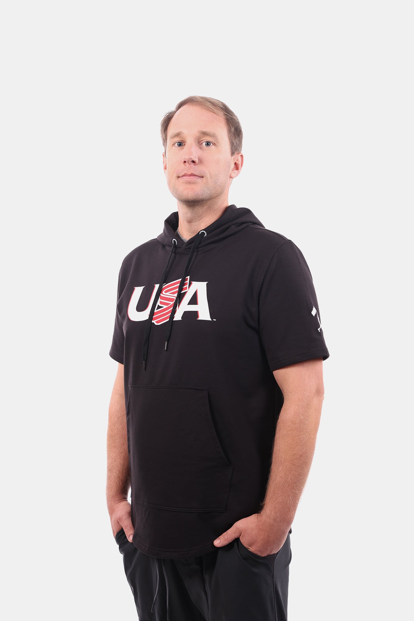 USA x Baseballism Black Short Sleeve Hoodie
