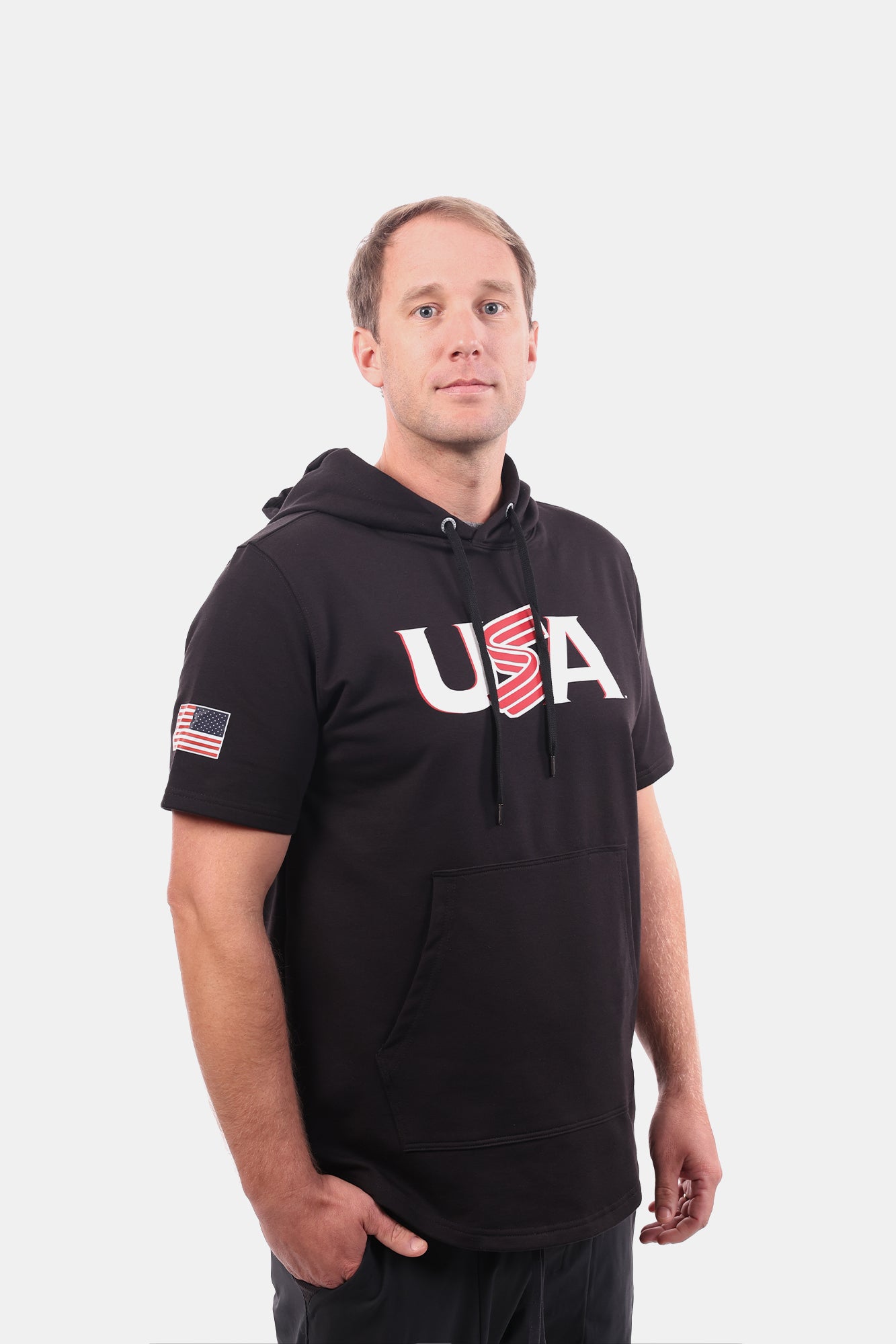 USA x Baseballism Black Short Sleeve Hoodie