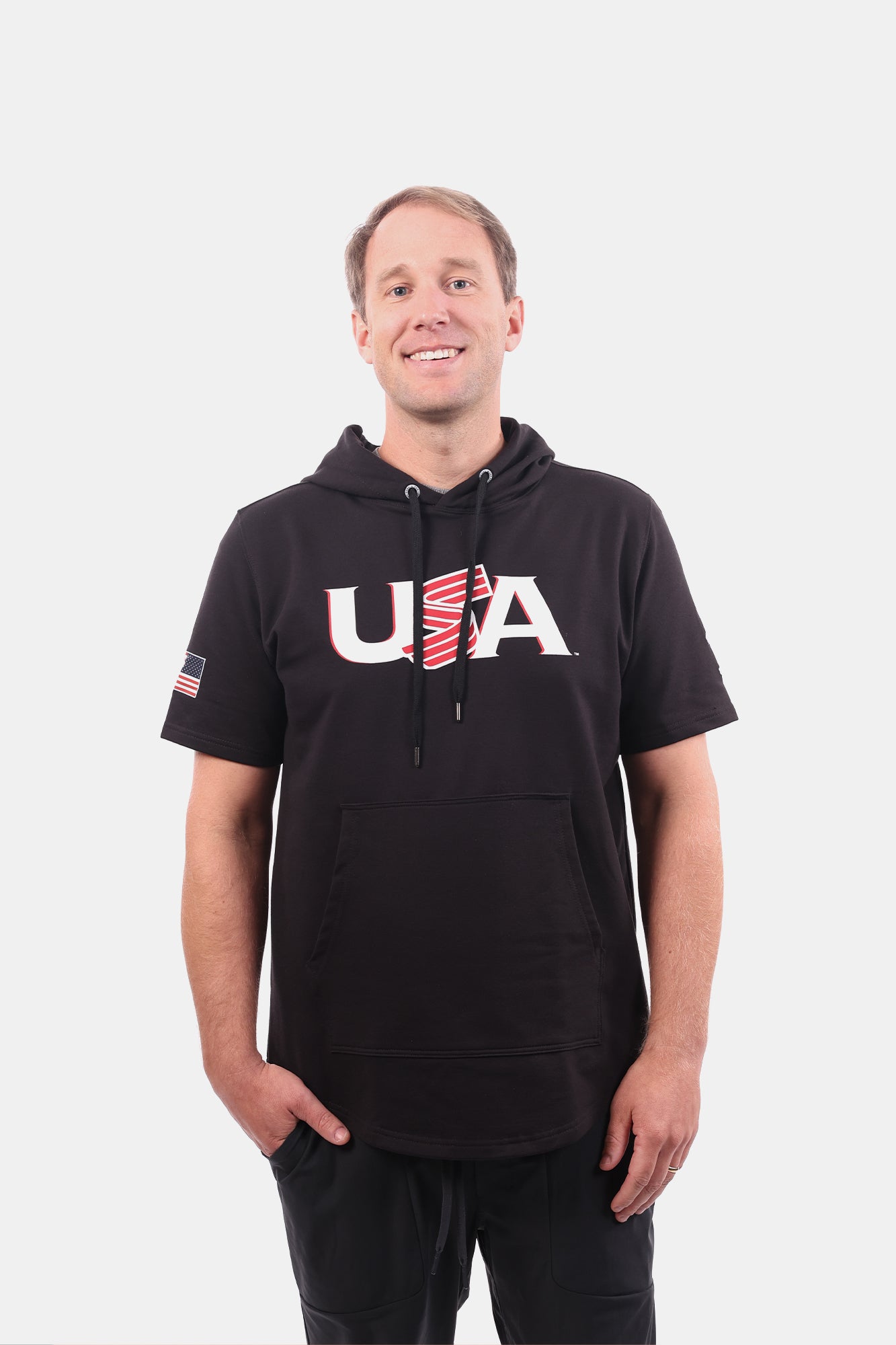 USA x Baseballism Black Short Sleeve Hoodie
