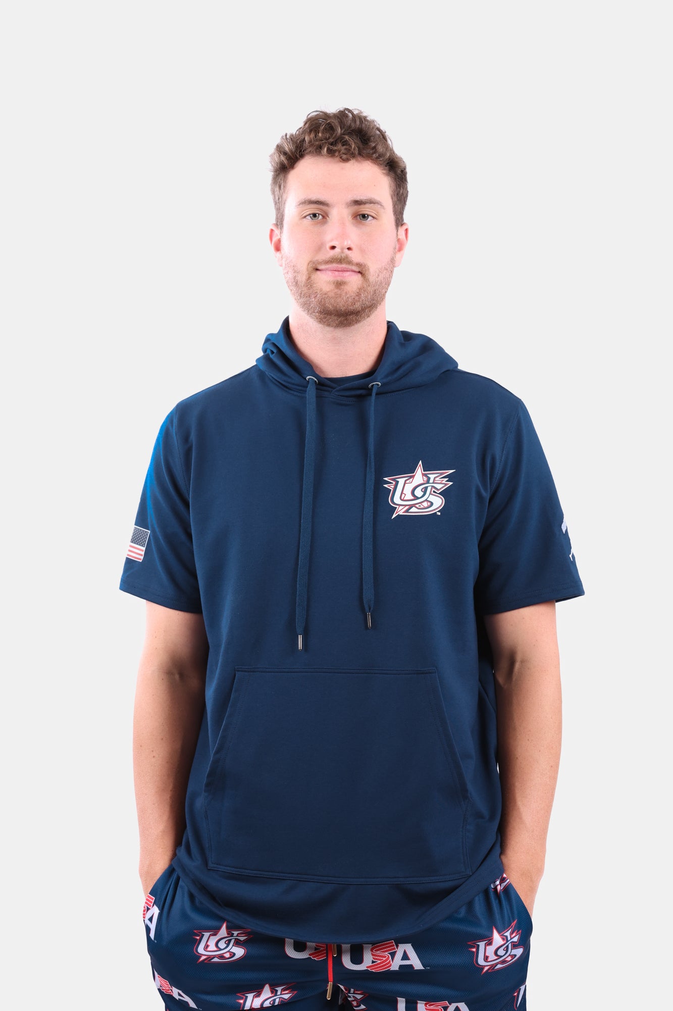 USA x Baseballism Navy Short Sleeve Hoodie
