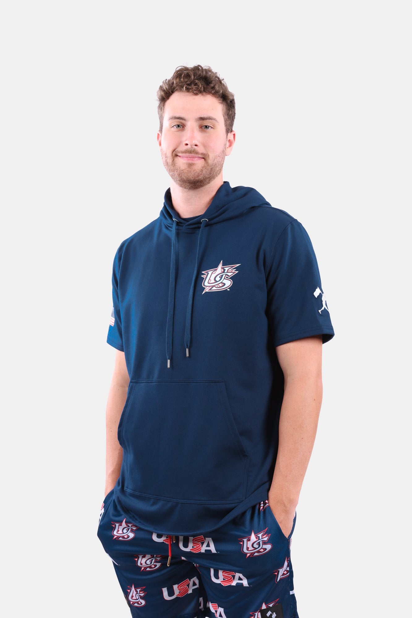 USA x Baseballism Navy Short Sleeve Hoodie