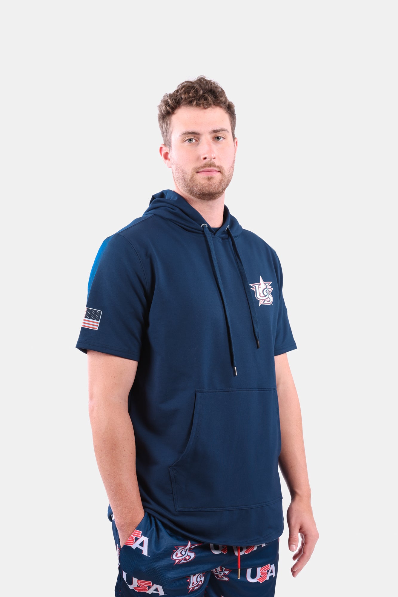 USA x Baseballism Navy Short Sleeve Hoodie