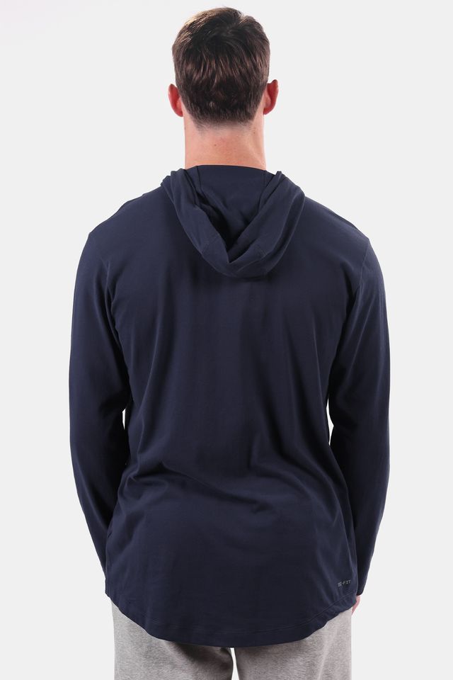 Navy Fundamental Hooded Long Sleeve Tee