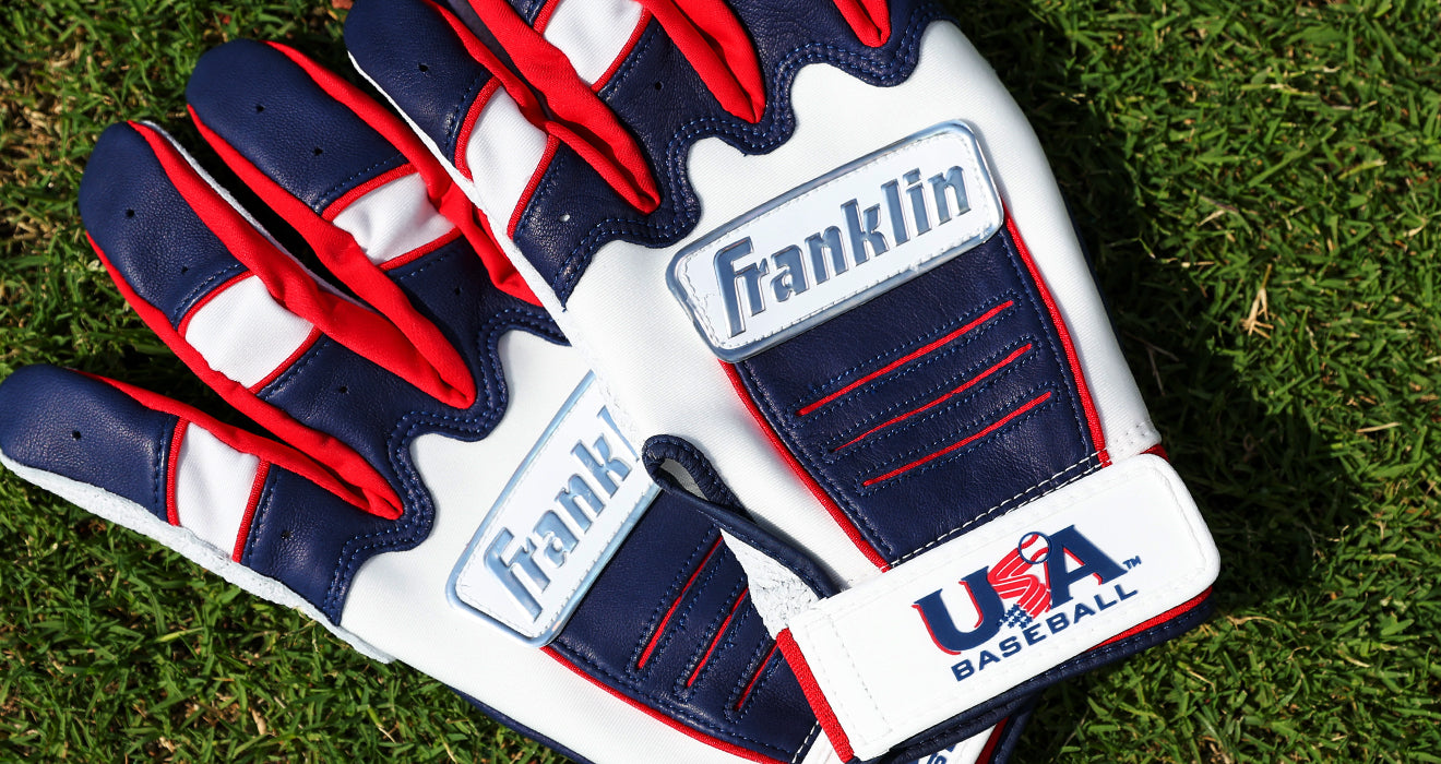 CFX Pro RWB Batting Gloves on grass