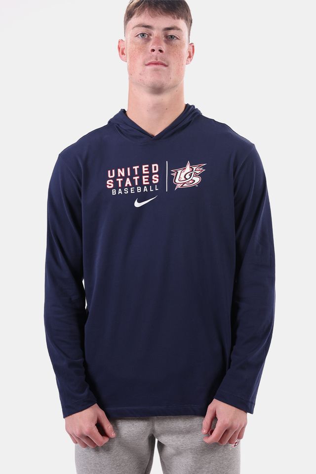 Navy Fundamental Hooded Long Sleeve Tee