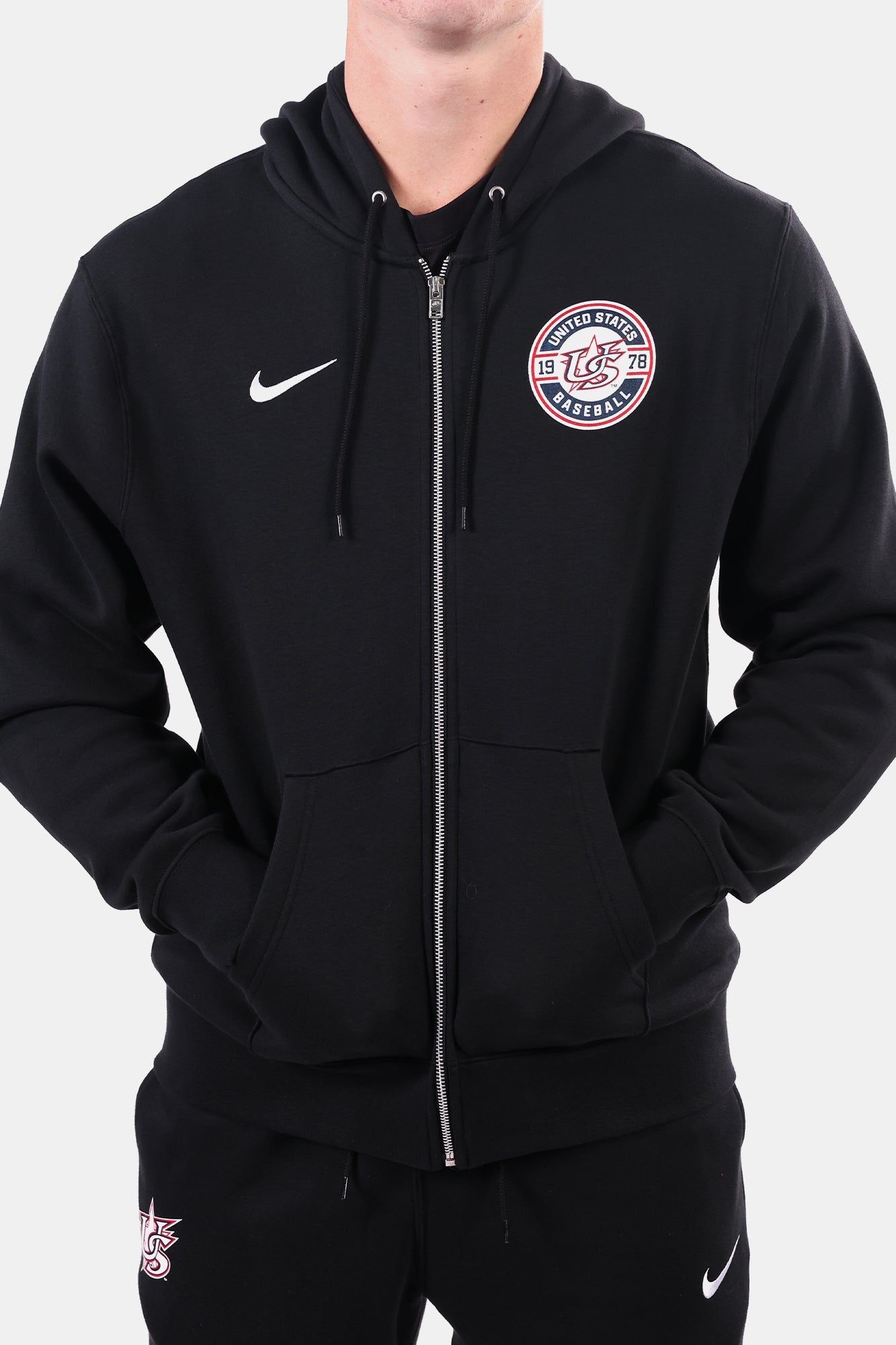 Black Full Zip Club Fleece Hoodie