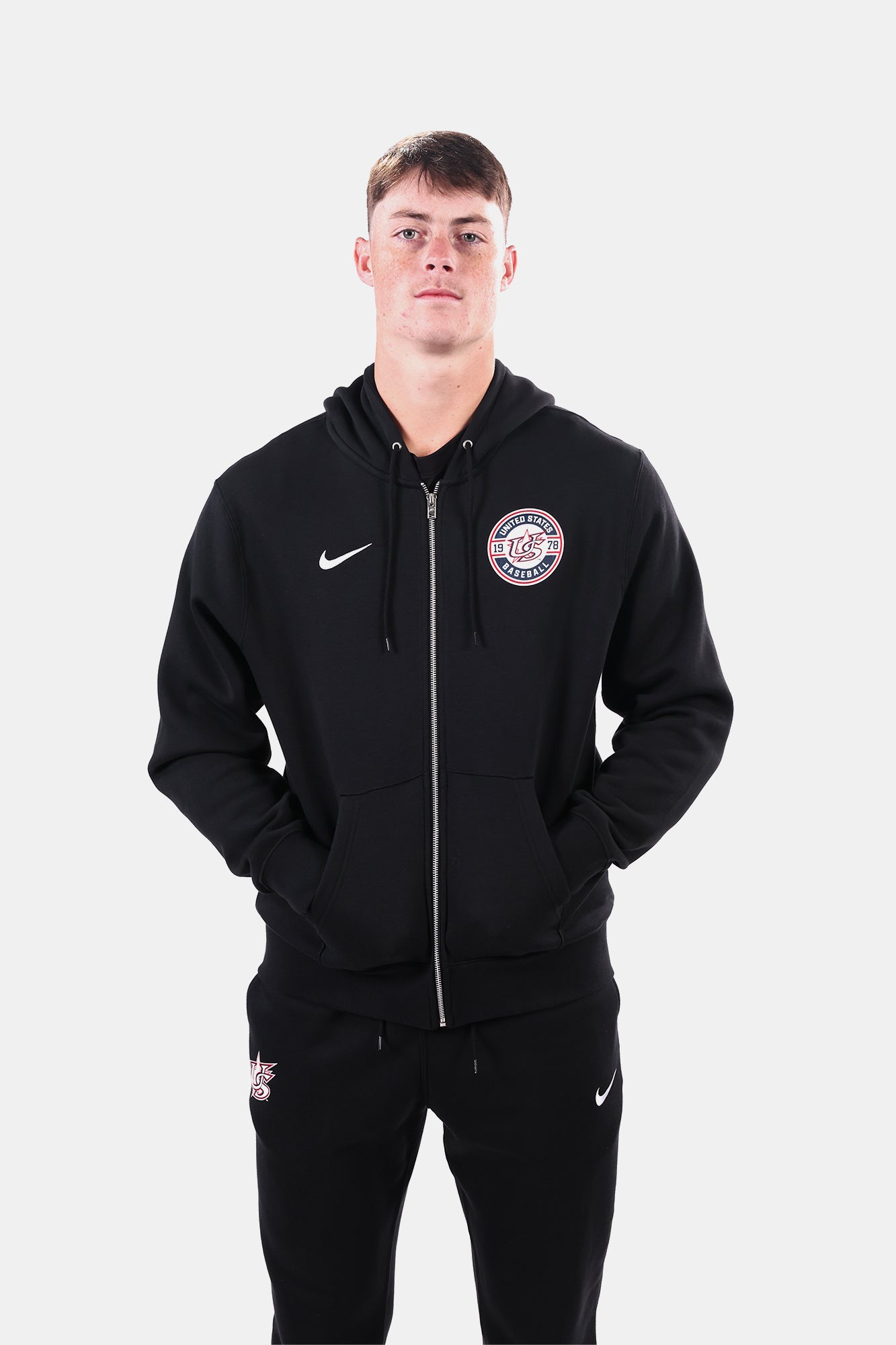 Black Full Zip Club Fleece Hoodie