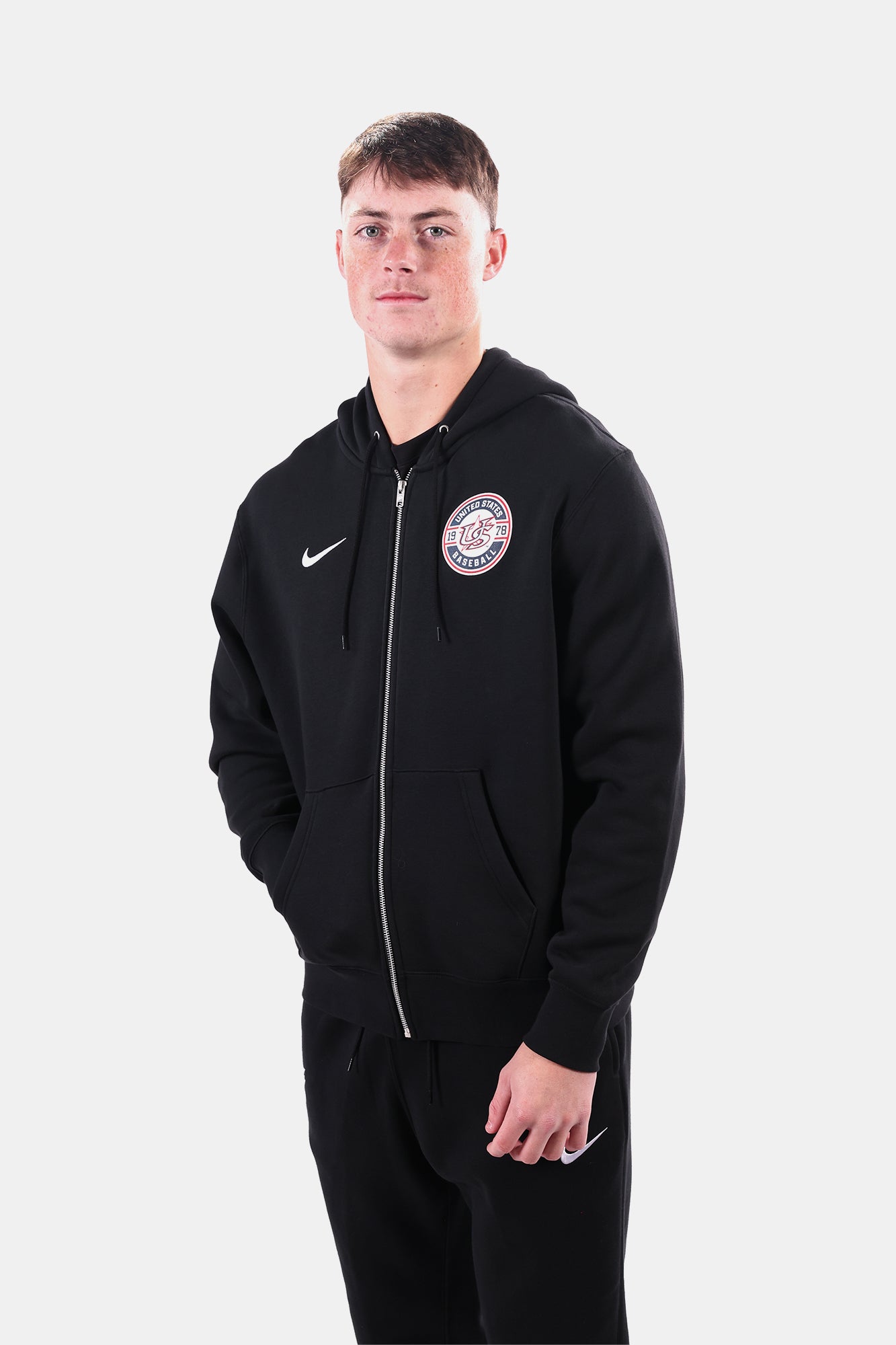 Black Full Zip Club Fleece Hoodie