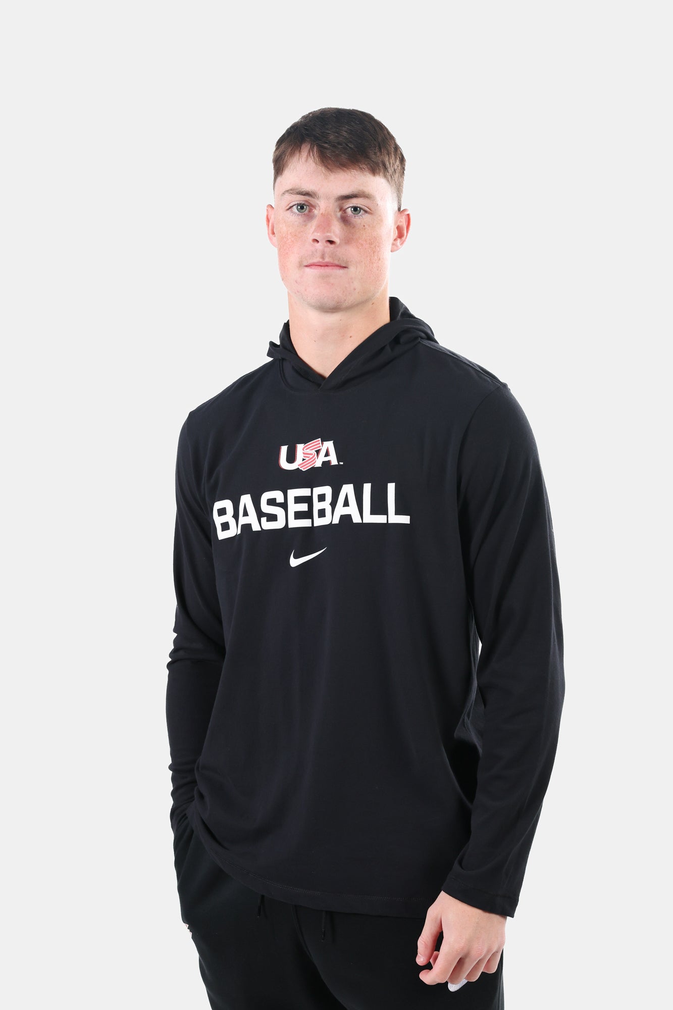 Black Signature Hooded Long Sleeve Tee