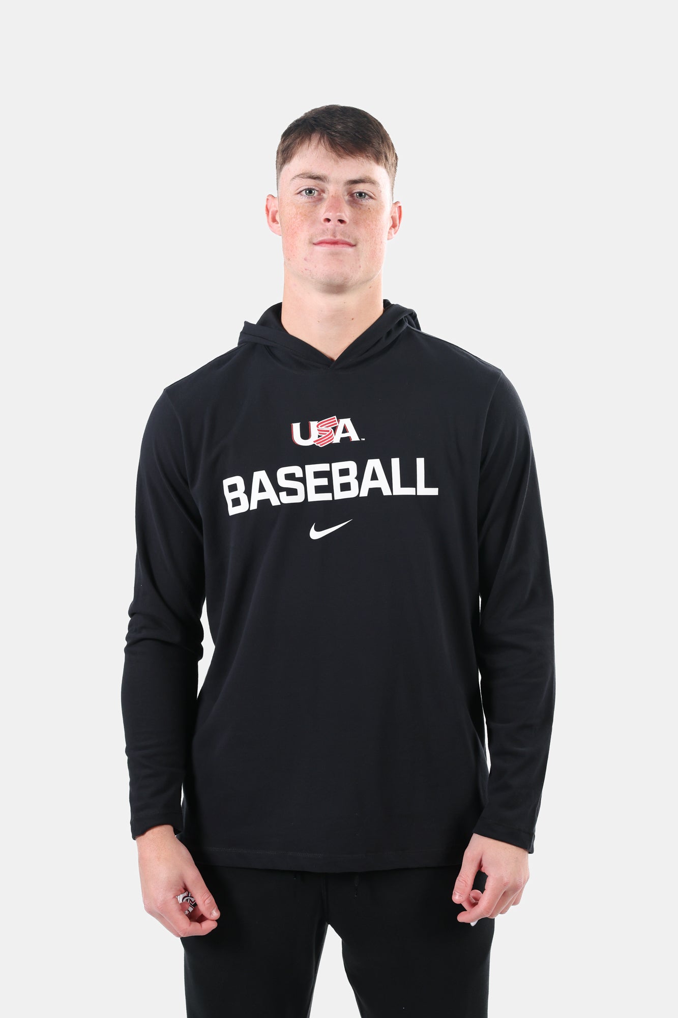 Black Signature Hooded Long Sleeve Tee