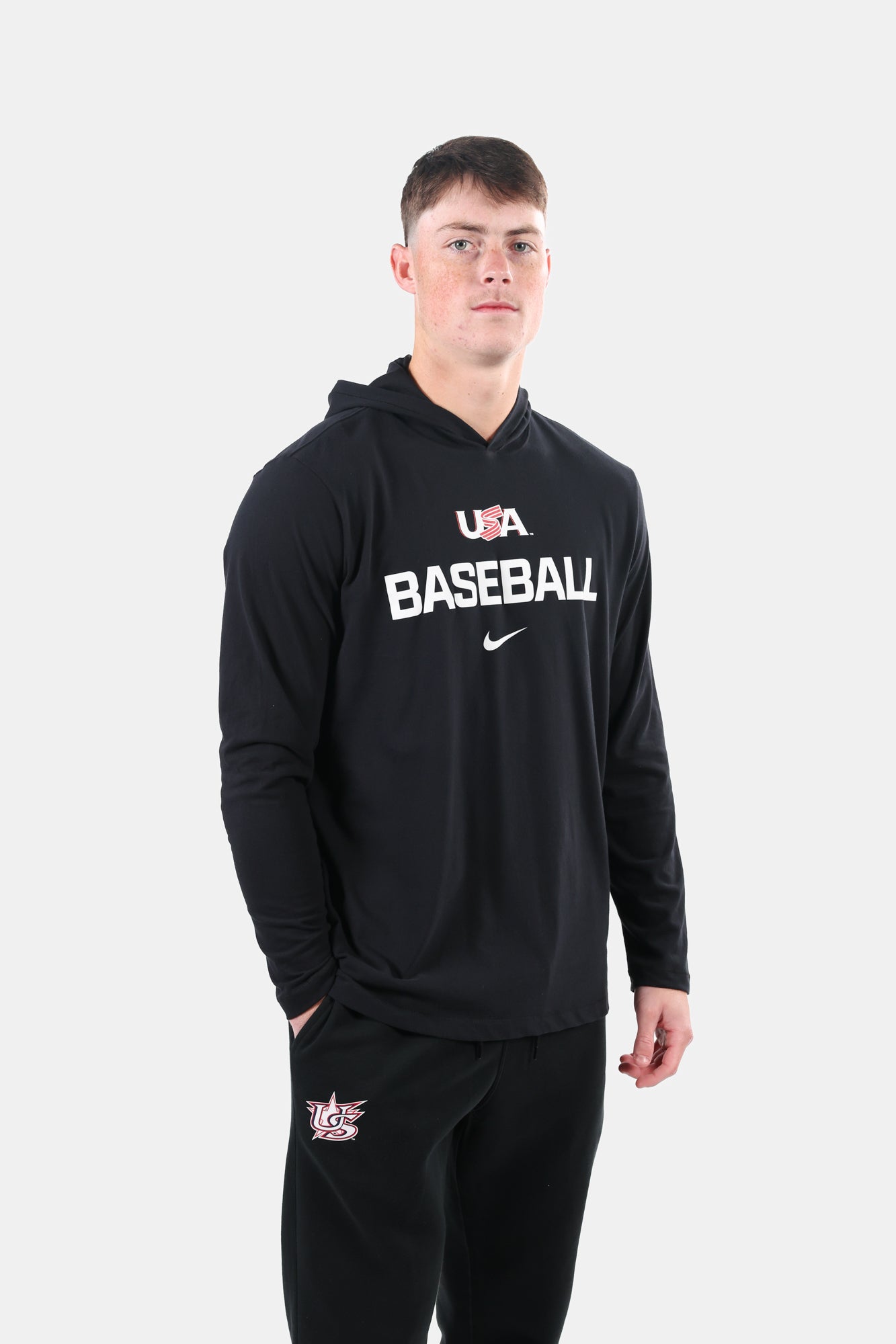 Black Signature Hooded Long Sleeve Tee