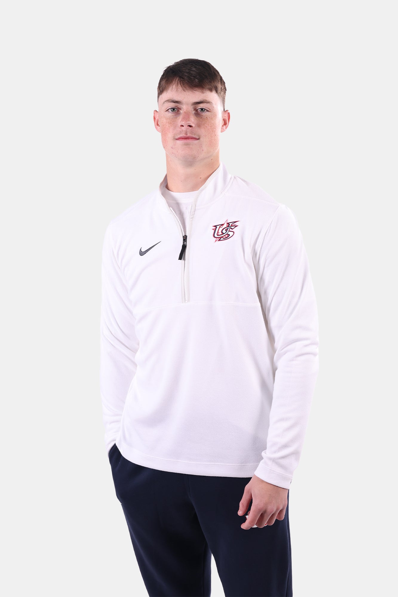 White Victory 1/4 Zip Top