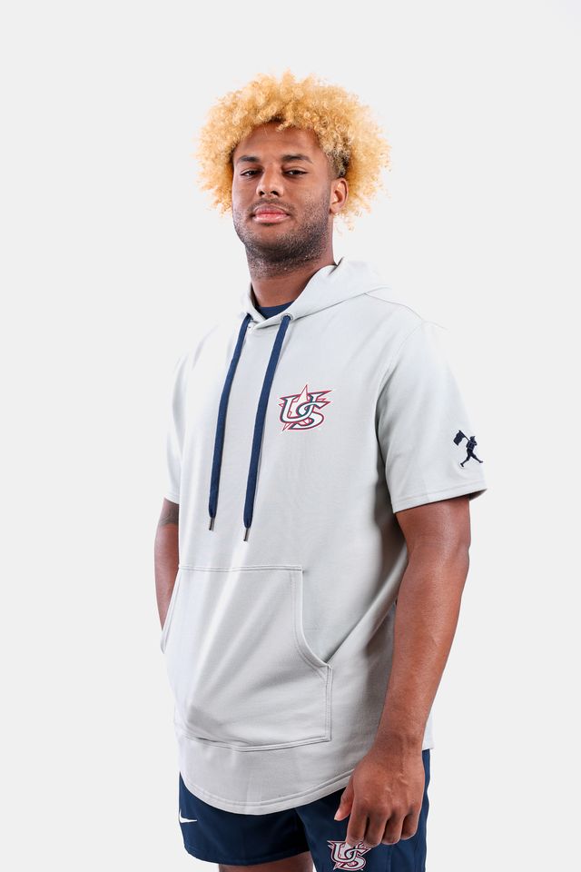 USA x Baseballism Grey Short Sleeve Hoodie