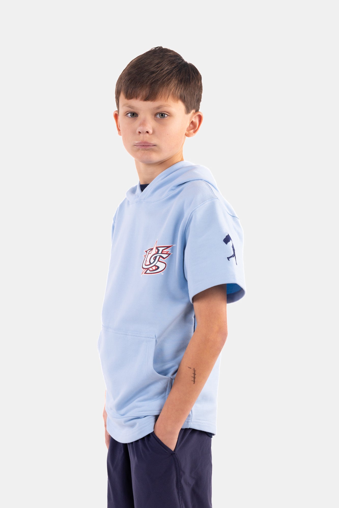 Youth USA x Baseballism Powder Blue Short Sleeve Hoodie