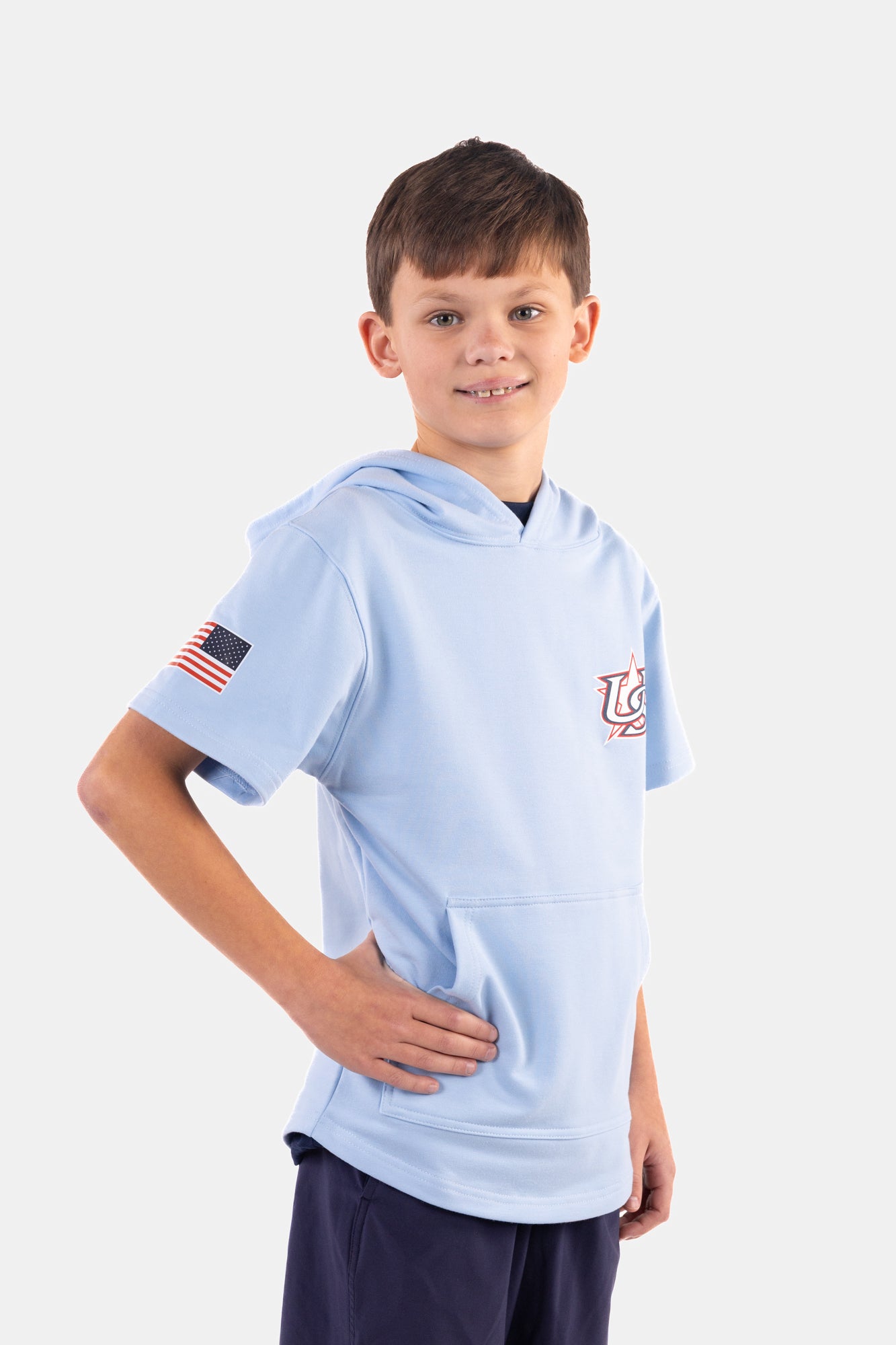 Youth USA x Baseballism Powder Blue Short Sleeve Hoodie
