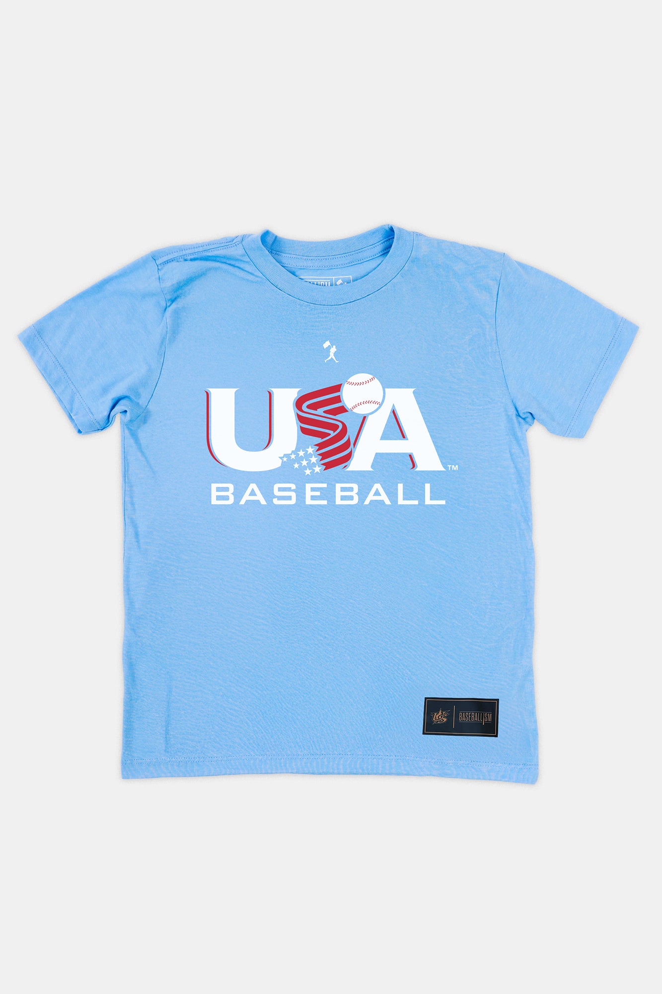 Youth USA x Baseballism Light Blue Traditional Tee