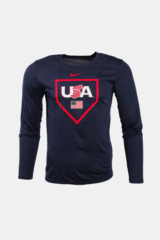 Navy Home Plate Long Sleeve Dri-Fit Tee