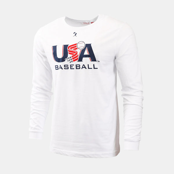 USA x Baseballism Long Sleeve White Traditional Tee