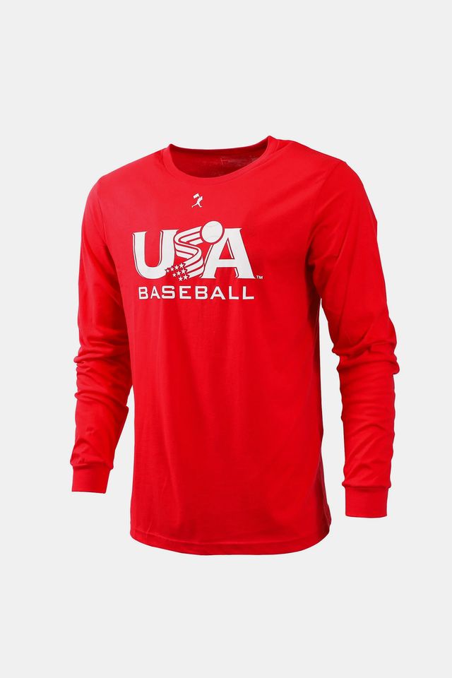 USA x Baseballism Long Sleeve Red Traditional Tee
