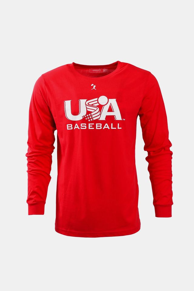 USA x Baseballism Long Sleeve Red Traditional Tee