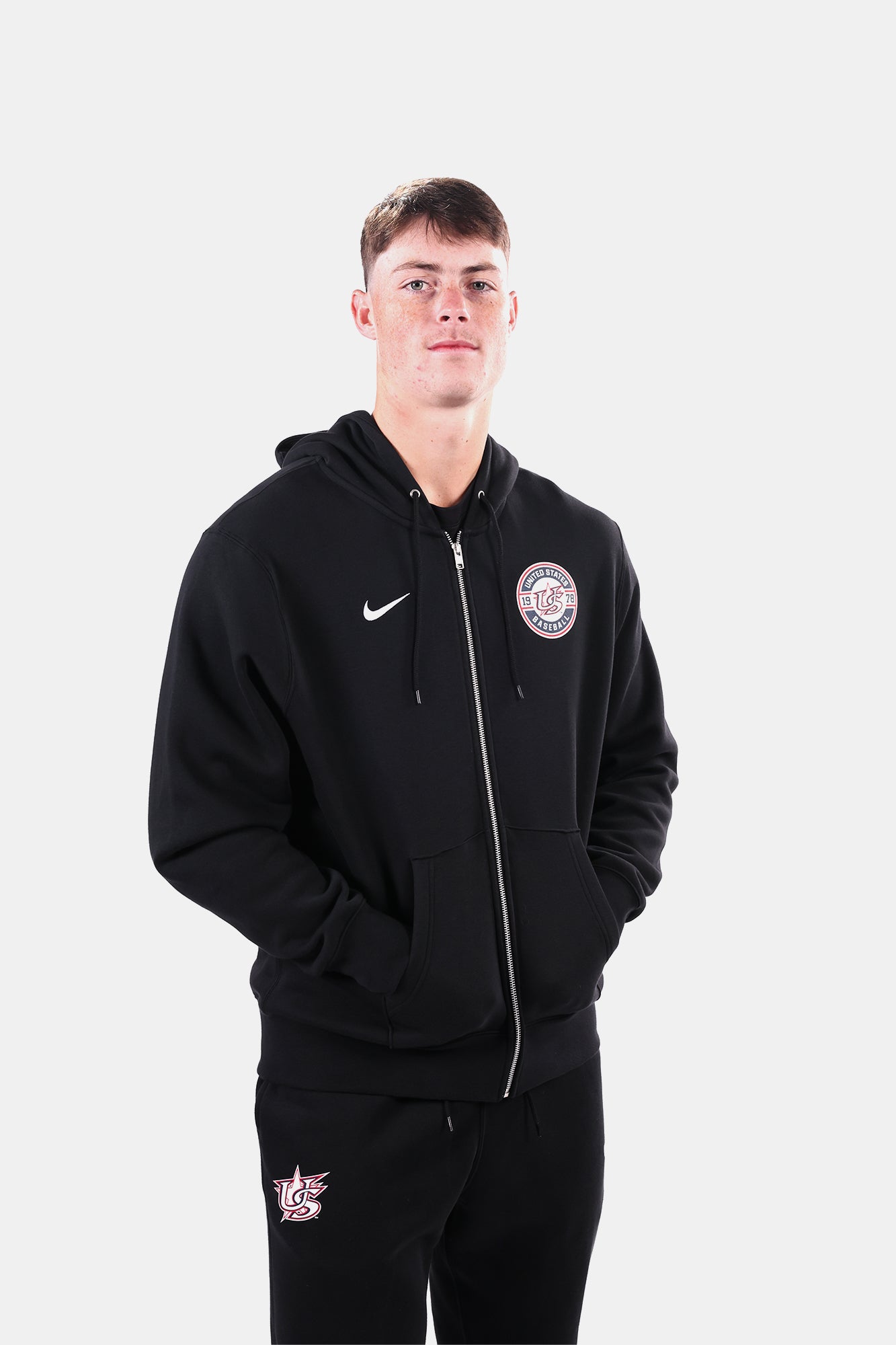 Black Full Zip Club Fleece Hoodie