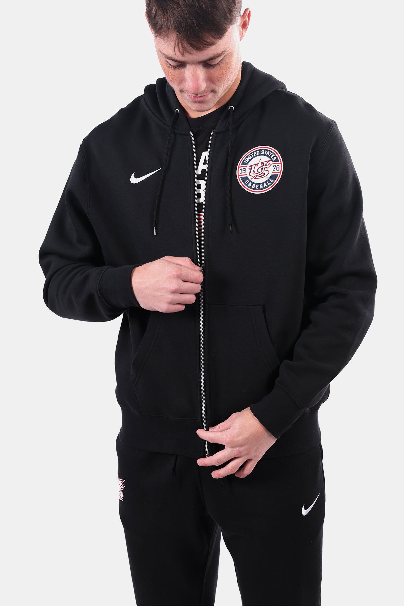 Black Full Zip Club Fleece Hoodie