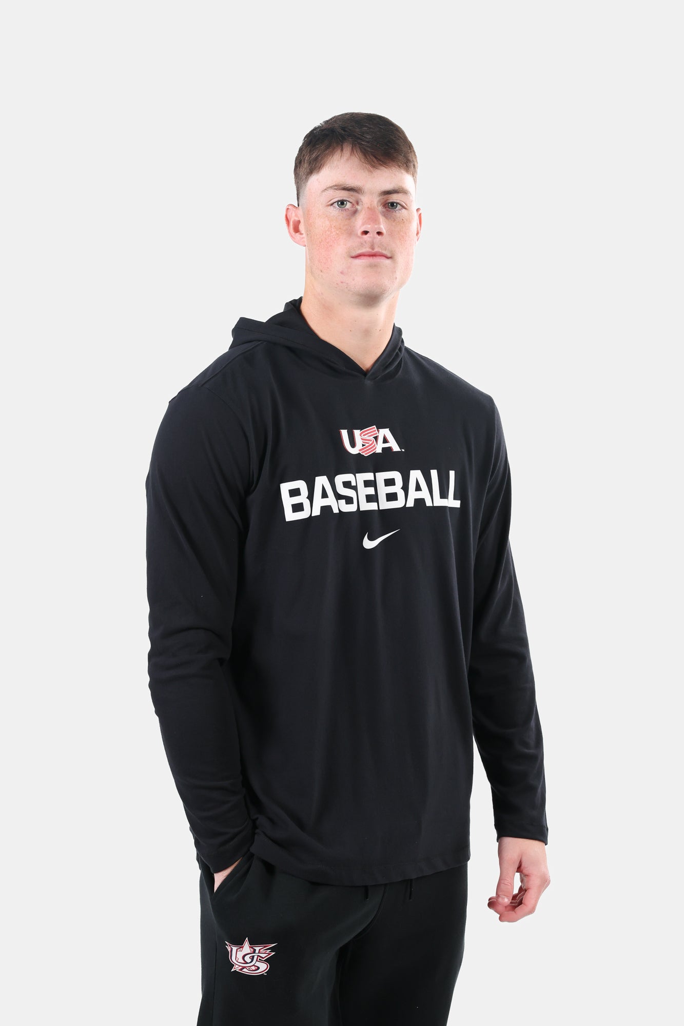 Black Signature Hooded Long Sleeve Tee