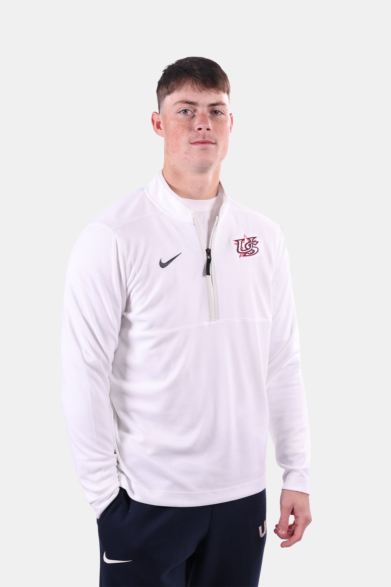 White Victory 1/4 Zip Top