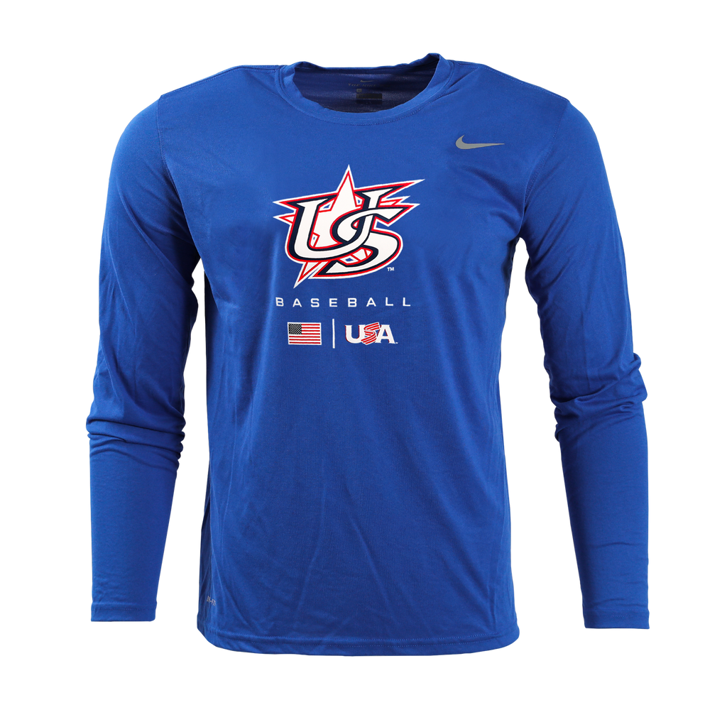 Blue long sleeve dri fit shop