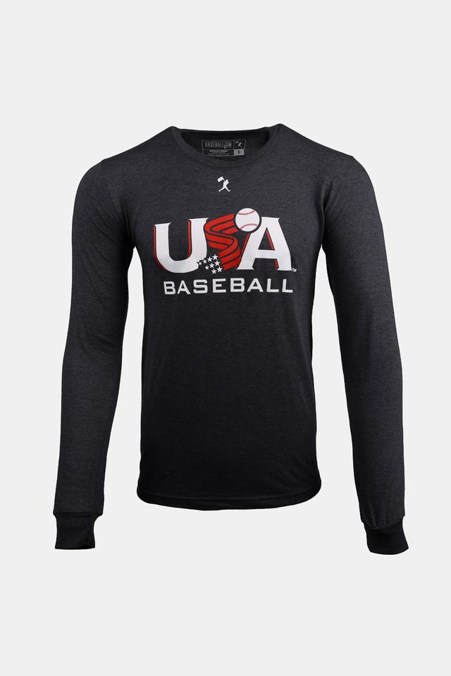 USA x Baseballism Long Sleeve Grey Traditional Tee