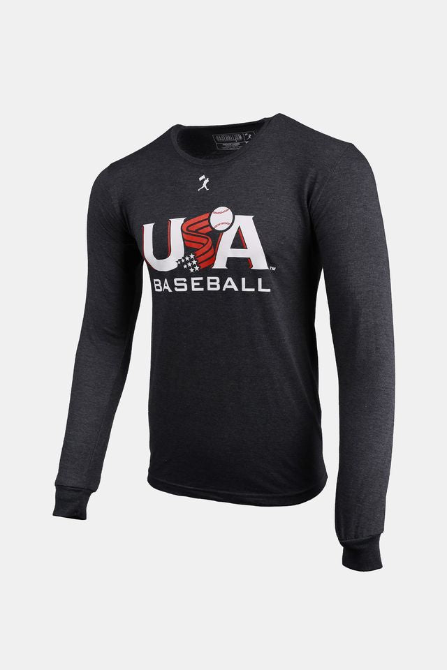 USA x Baseballism Long Sleeve Grey Traditional Tee