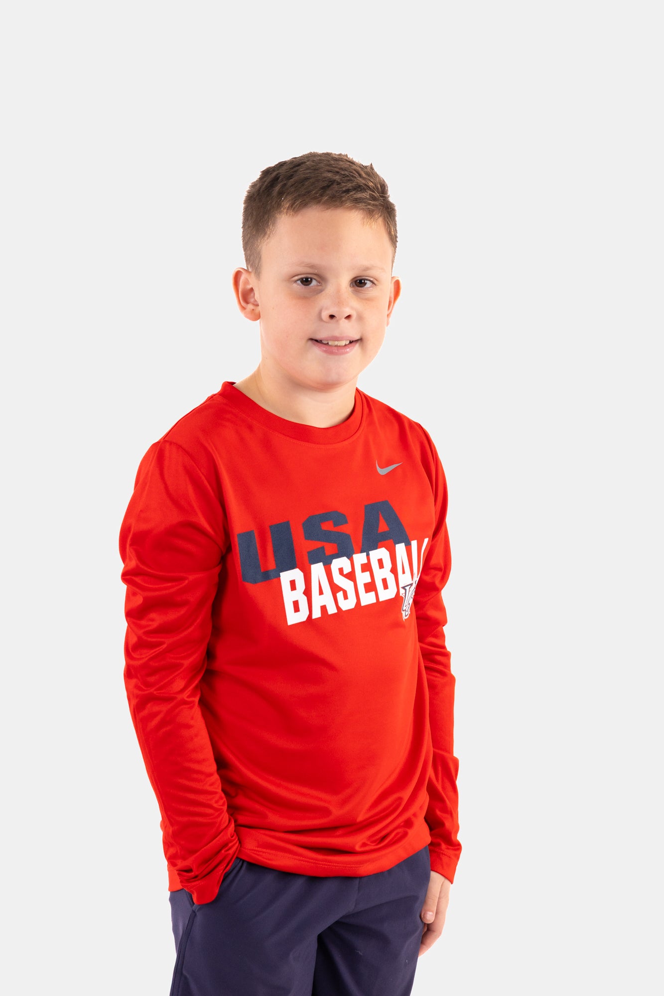 Youth Red Hustle Long Sleeve Legend Tee