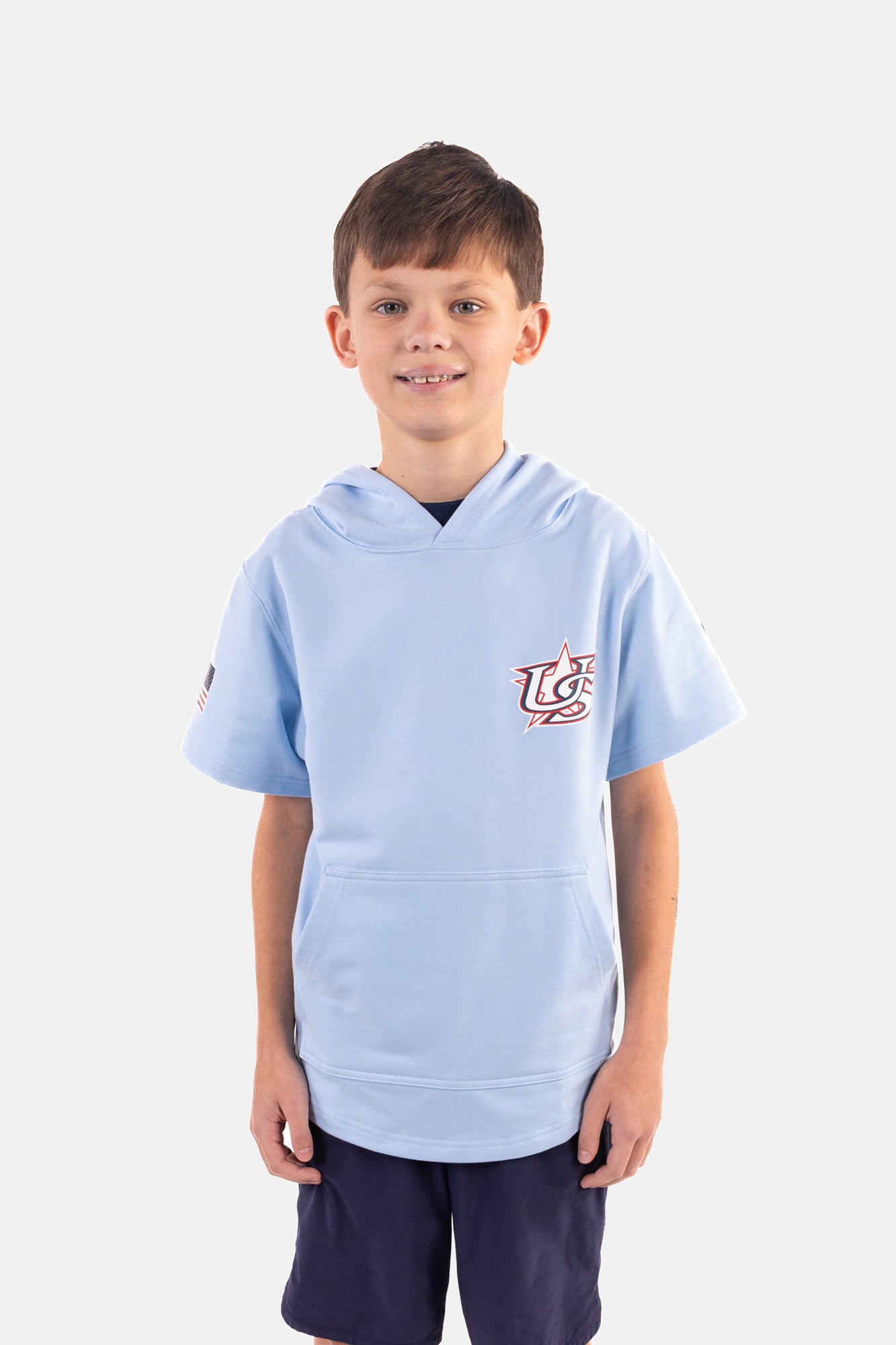 Youth USA x Baseballism Powder Blue Short Sleeve Hoodie
