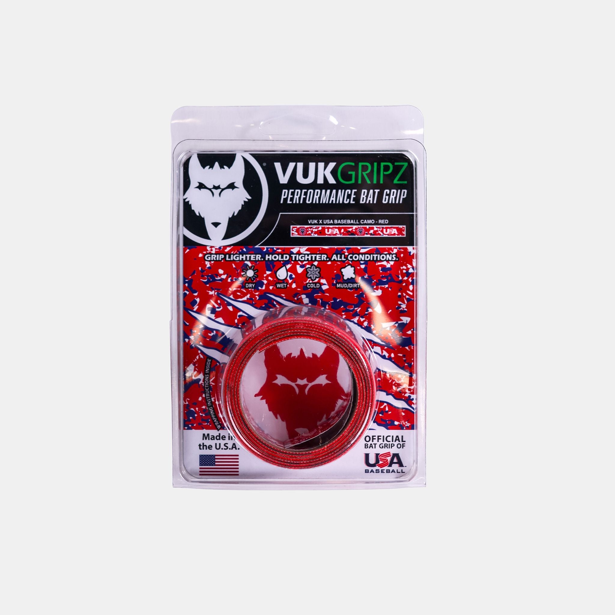 VukGripz Bat Grip Tape - Red Camo