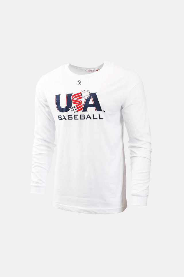 USA x Baseballism Long Sleeve White Traditional Tee