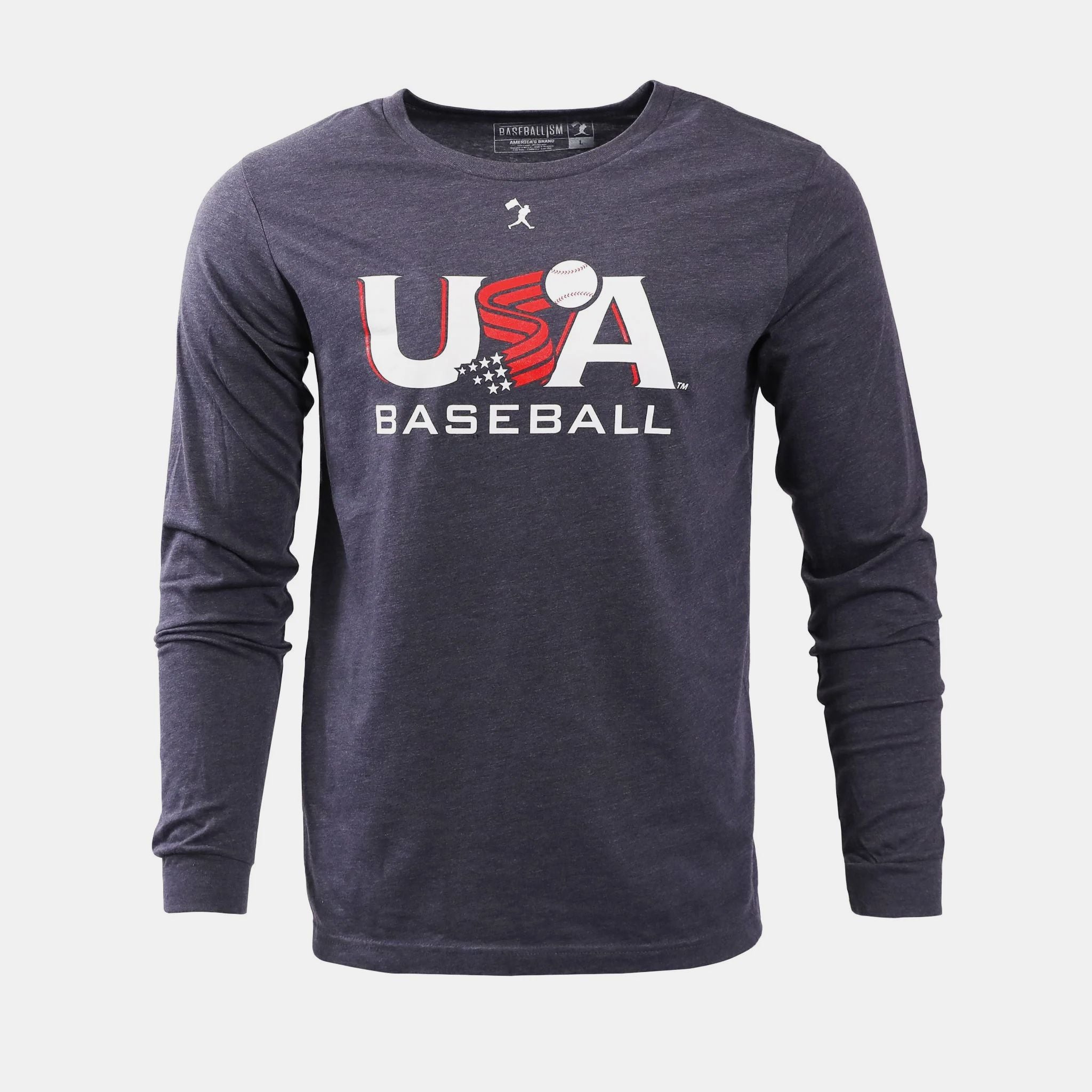 USA x Baseballism Long Sleeve Grey Traditional Tee