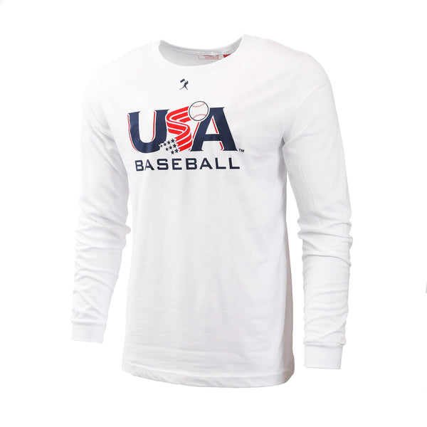 USA x Baseballism Long Sleeve White Traditional Tee
