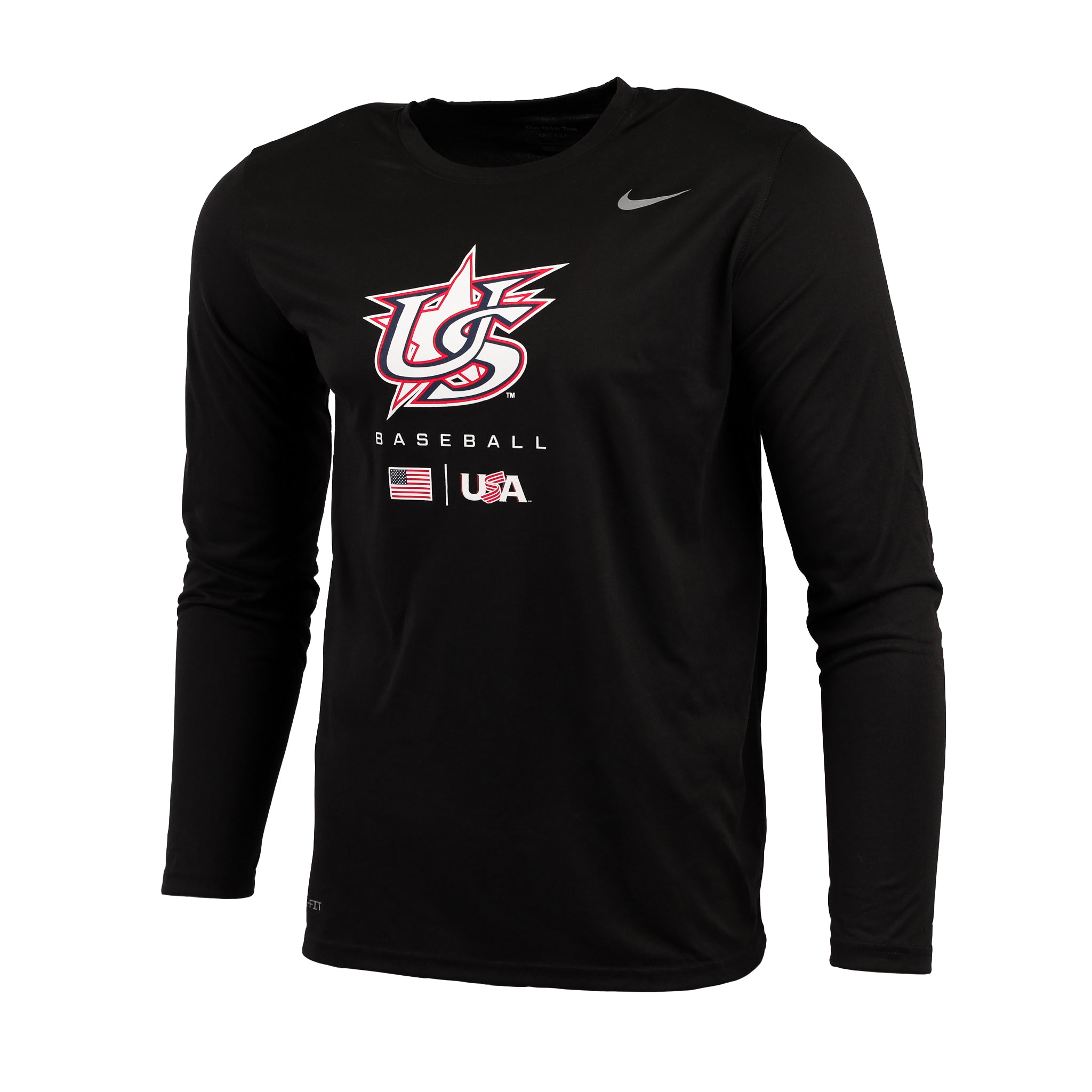 Black Essential Logo Long Sleeve Baseball Legend Tee | USA Shop