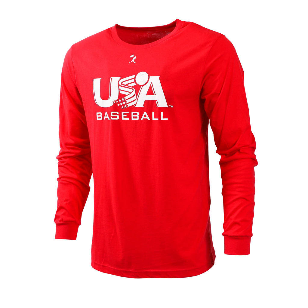USA x Baseballism Long Sleeve Red Traditional Tee